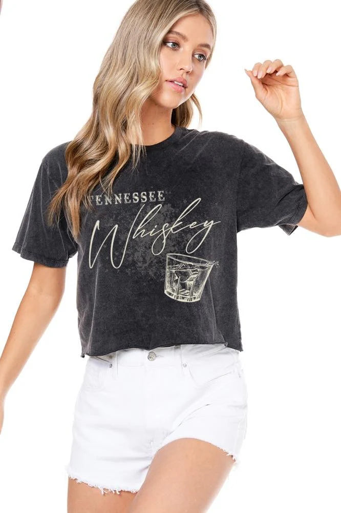 Tennessee Whiskey Cropped Tee Black