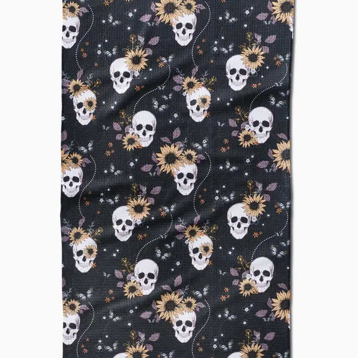 Geometry Tea Towel Skulls In Bloom