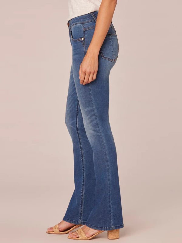 "Ab"solution Mid Rise Itty Bitty Bootcut Jeans Blue Artisanal