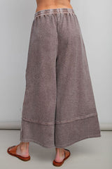 Mineral Wash Terry Knit Palazzo Pants Espresso