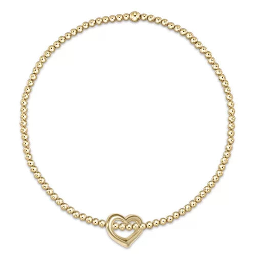 Classic Gold 2mm Bead Bracelet Love Small Gold Charm