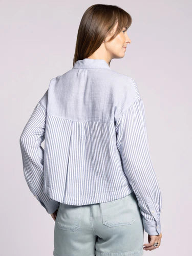 Miranda Shirt White Blue Microstripe