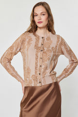 Floral Lace Print Cardigan Blush Pink Multi