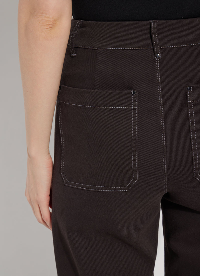 Erin High Waist Wide Leg Denim Pants Double Espresso