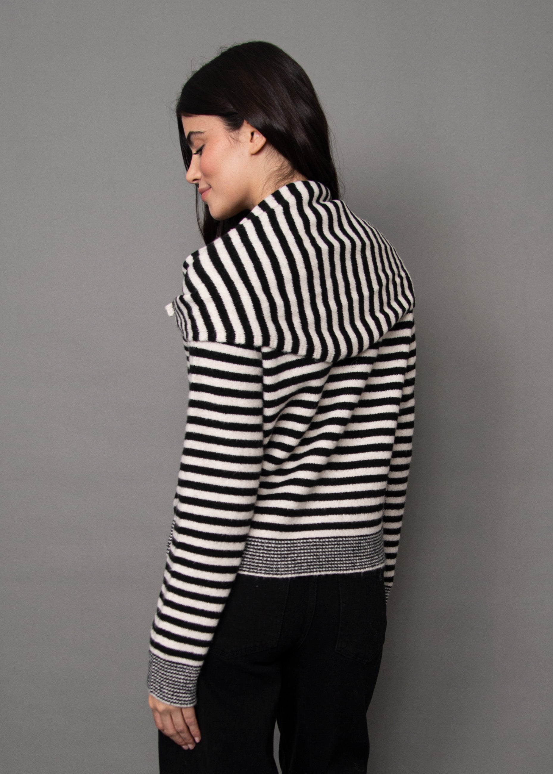Neela Scarf Striped Sweater Black Winter White
