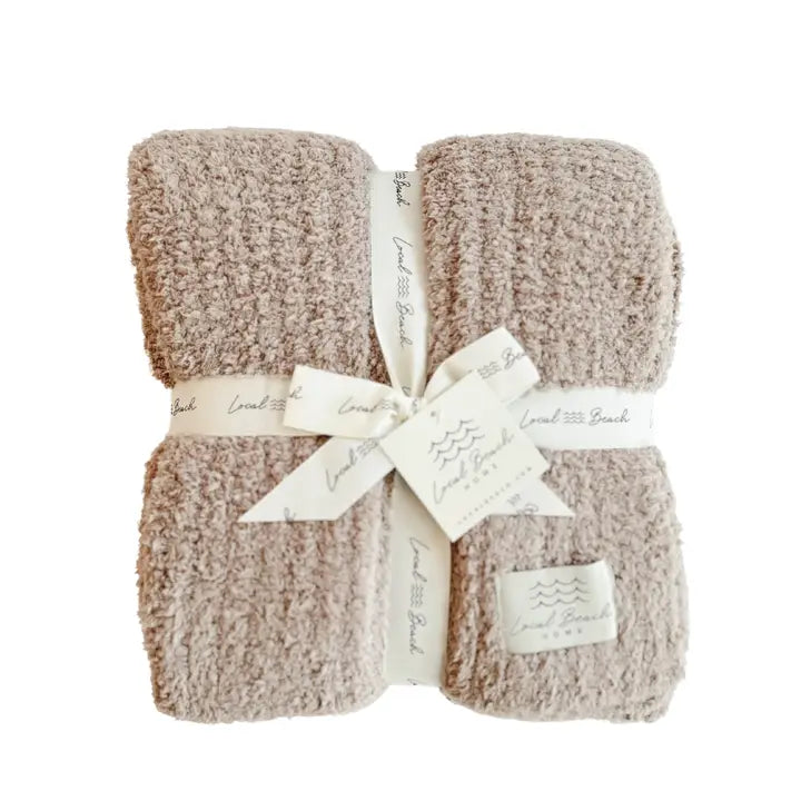 Solid Ribbed Luxe Cozy Blanket Taupe