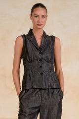 Washed Cinch Vest Top Black Wash