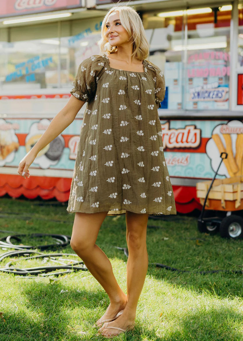 Jordy Puff Sleeve Dress Dried Meadow