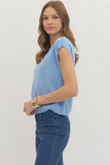 Slouchy Light Weight Knit Top Blue