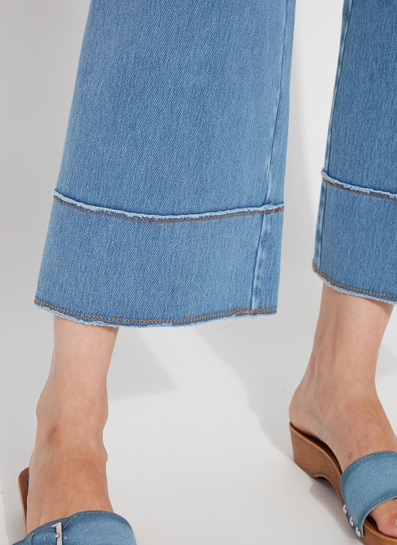 Margo High Waist Wide Crop Denim Pants Bleached Blue