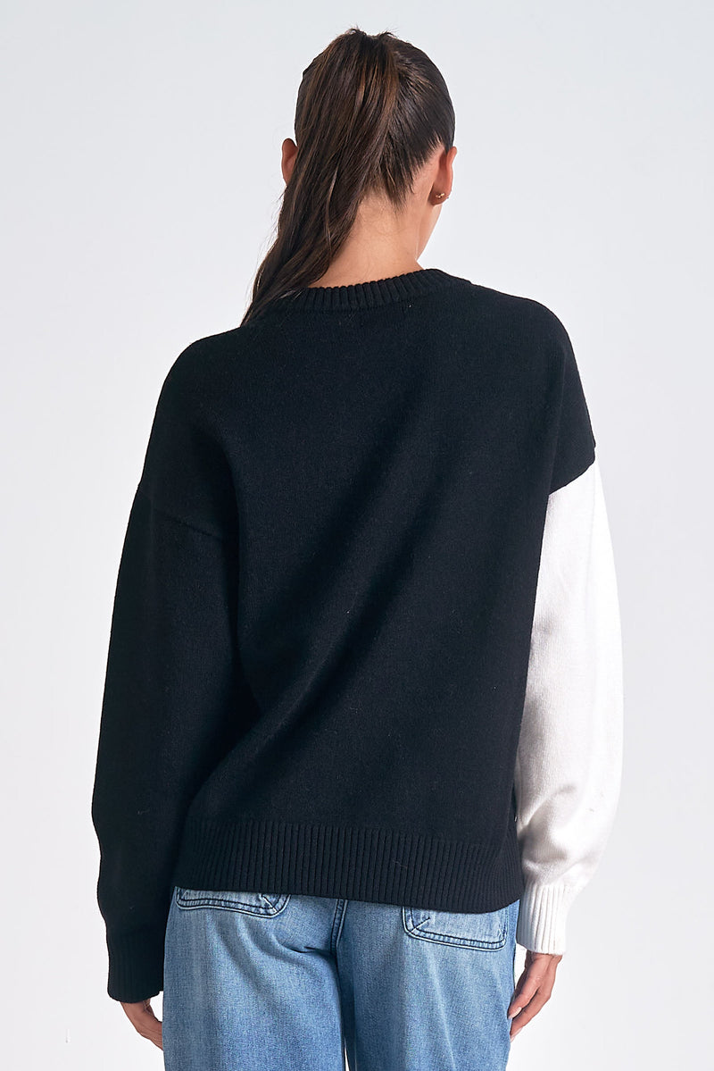 LOVE Contrast Sleeve Sweater