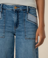 Maya Porkchop Pocket Wide Leg Raw Hem Jeans Success