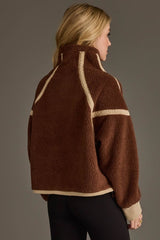 Teagan Half Zip Sherpa Fleece Pullover Brown