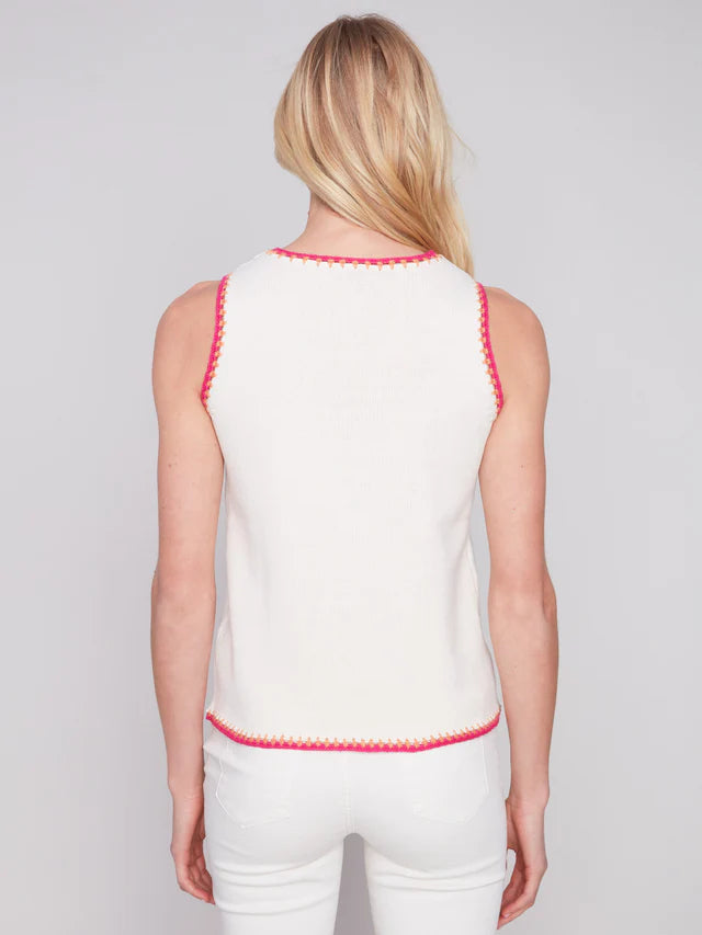 Crochet Edge Knit Tank Natural