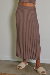 Sydney Sweater Ribbed Midi Skirt Dark Mocha