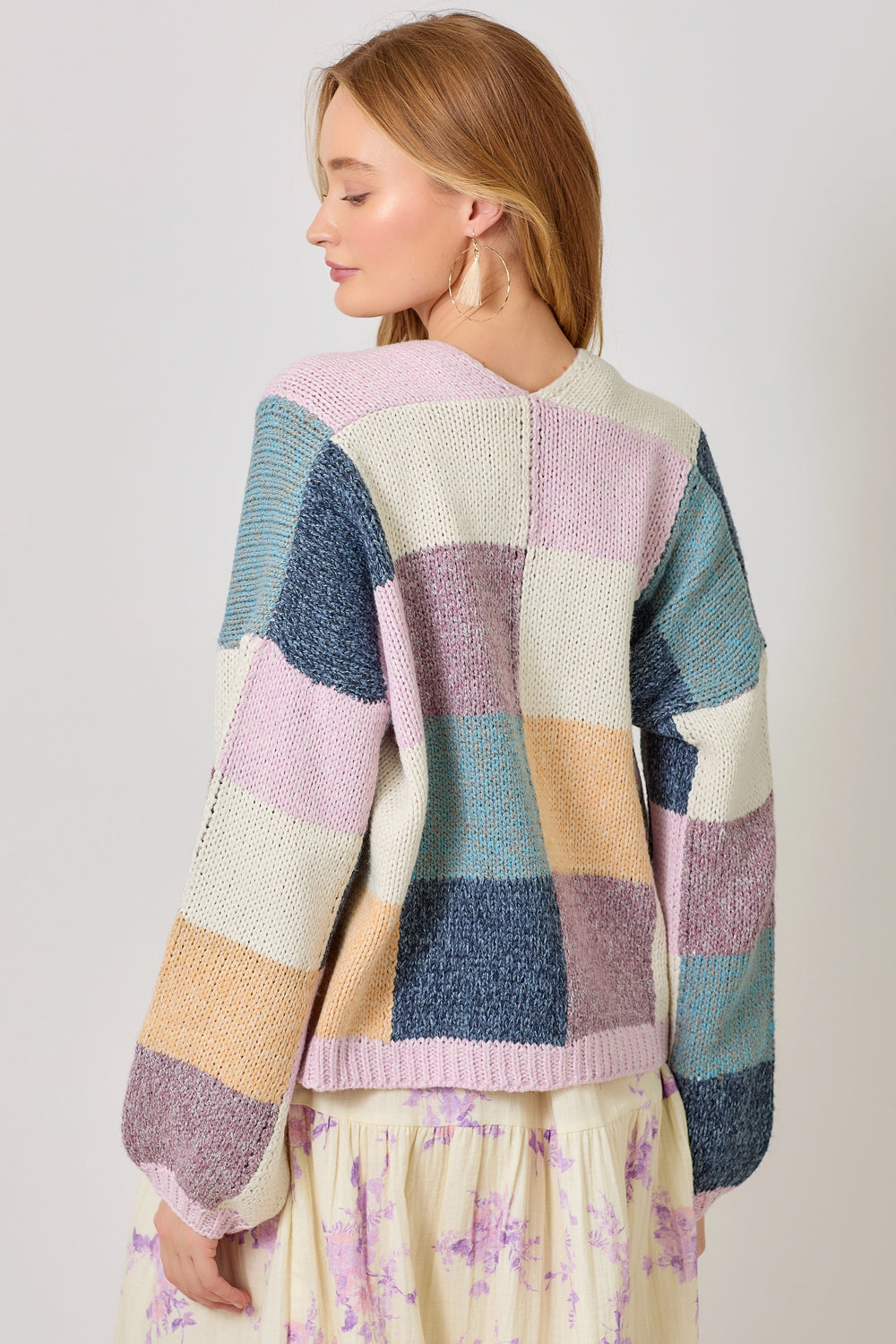 Color Mosaic Open Cardigan Lavender + Emerald