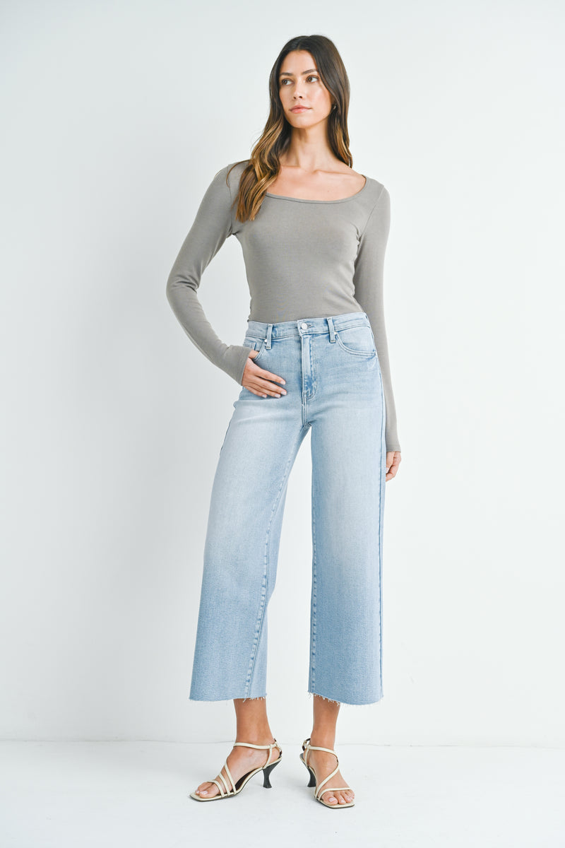 Scissor Cut Wide Leg Jeans Light Denim