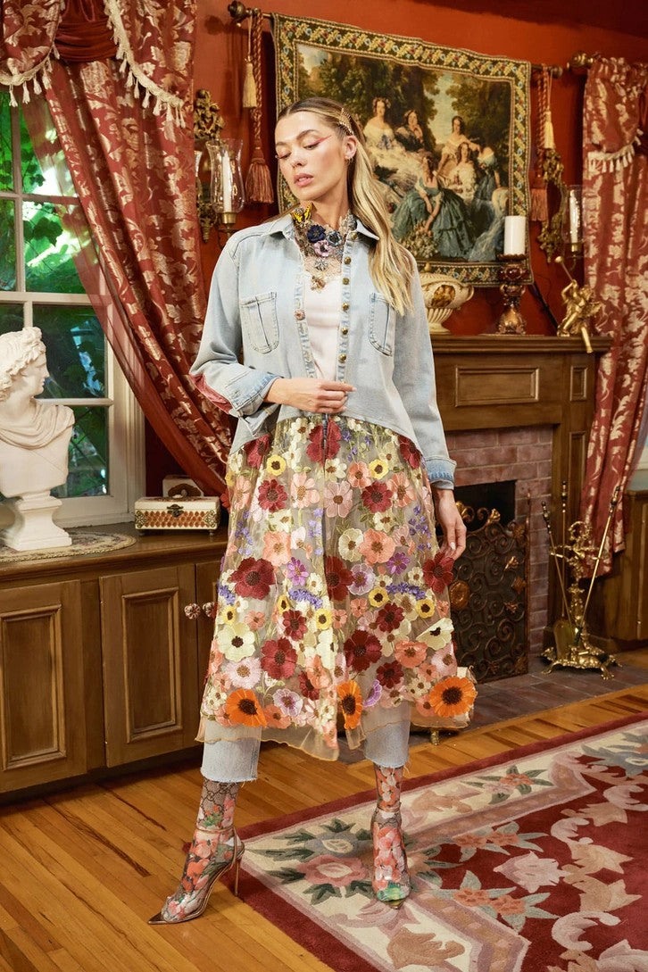 Sia Denim Maxi Shirt Washed Denim