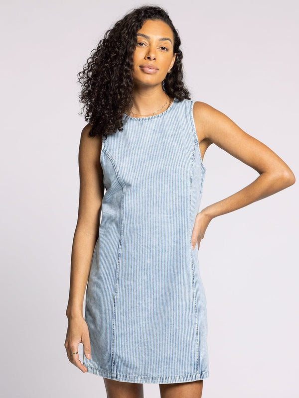 Dahlia Denim Dress Washed Indigo Stripe