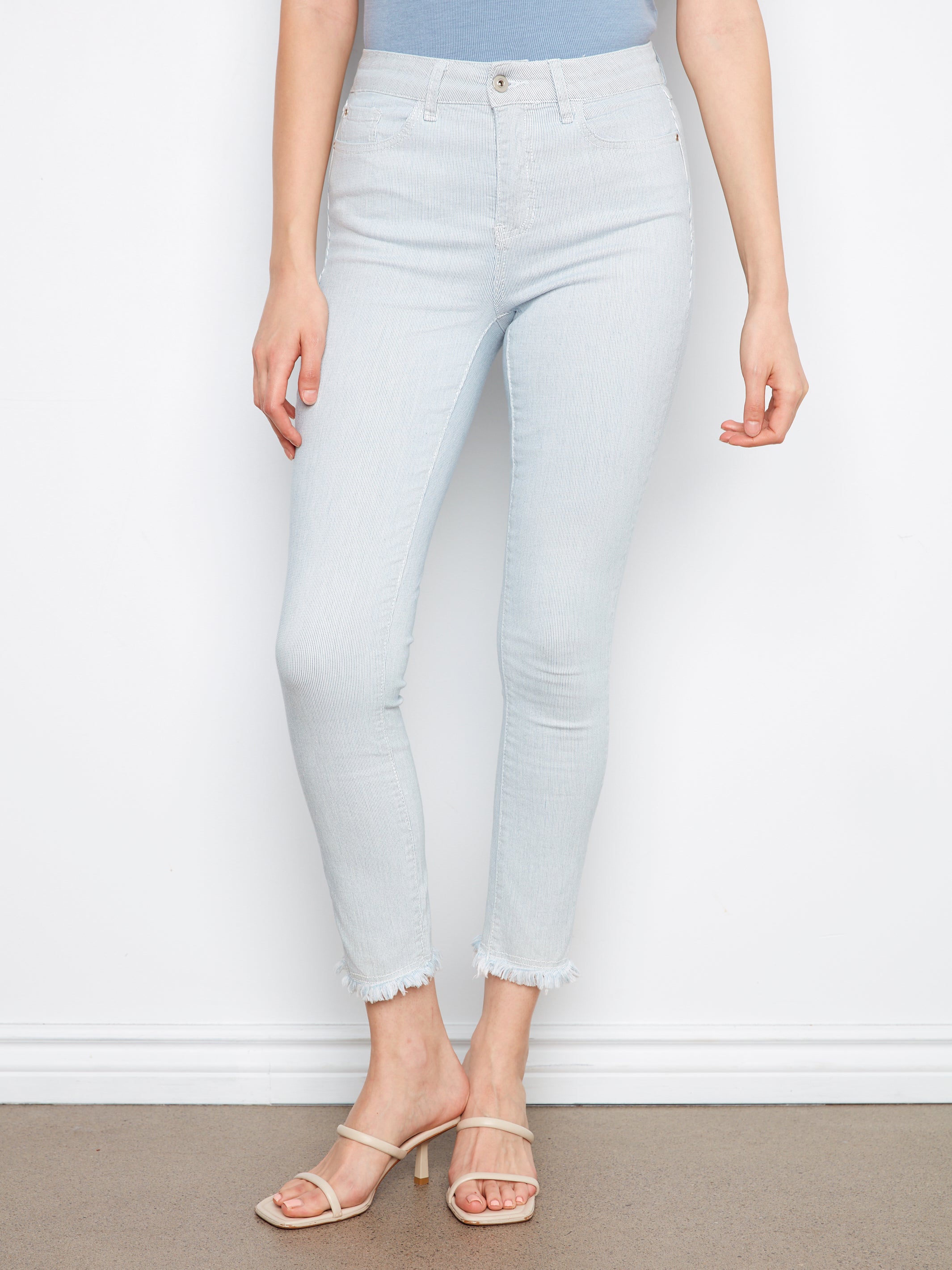 Mini Stripes Stretch Twill Slim Leg Pants Stripes