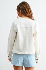 Collarless Barrel Jacket Off White