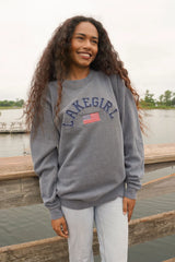 Lakegirl Embroidered All American Applique Crew Sweatshirt Indigo