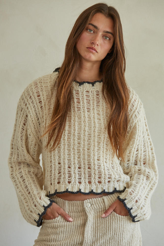Mireille Open Knit Sweater Cream
