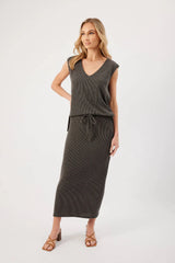 Kaya Ribbed Midi Skirt Charcoal