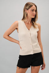 Ruched Sides Sweater Vest Oatmeal