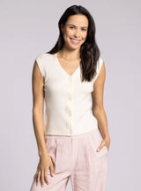 McKenzie Buttoned Sweater Vest White