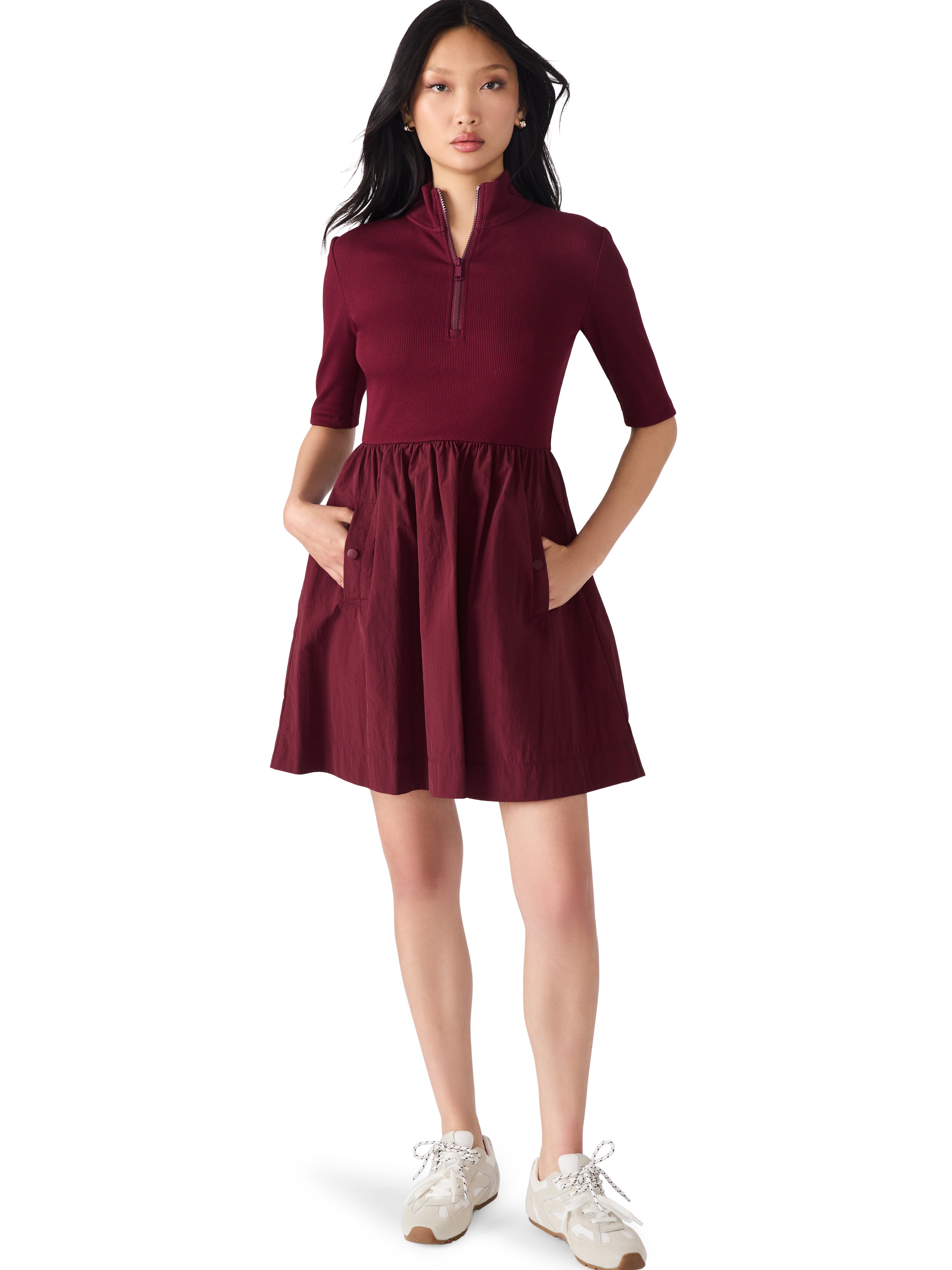 Berlina Mix Media Mini Dress Wine