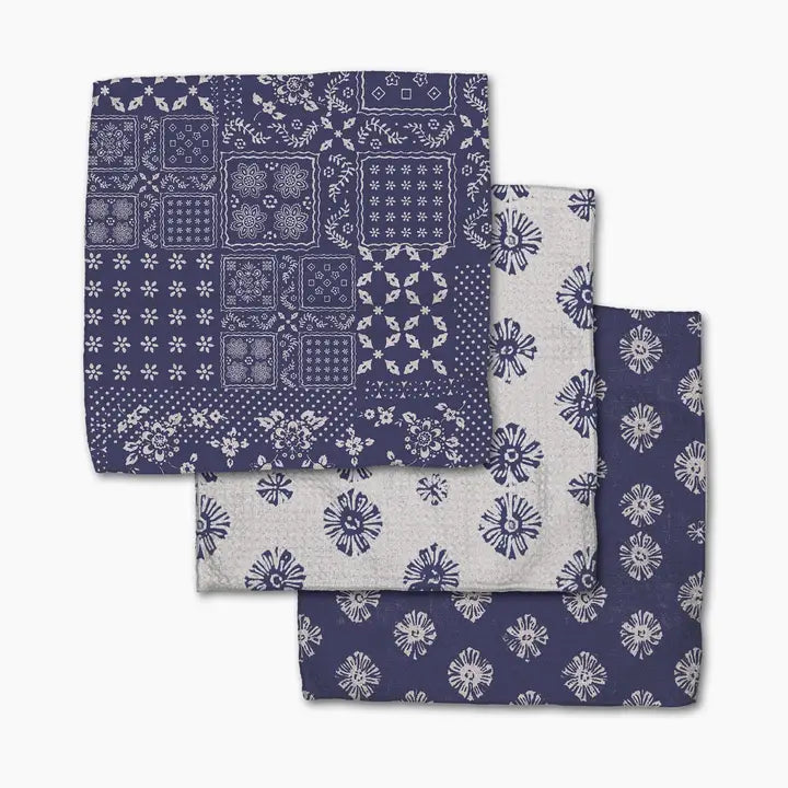 Geometry Dishcloth Set Flowing Ocean