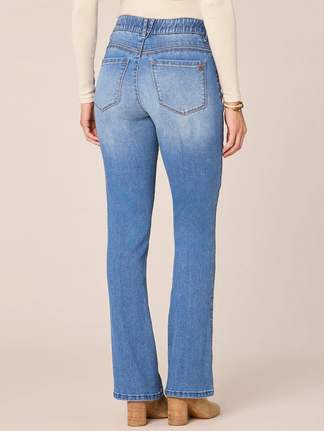 Double Side Seam Bootcut Jeans Mid Blue