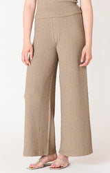 Textured Flowy Wide Leg Pants Taupe