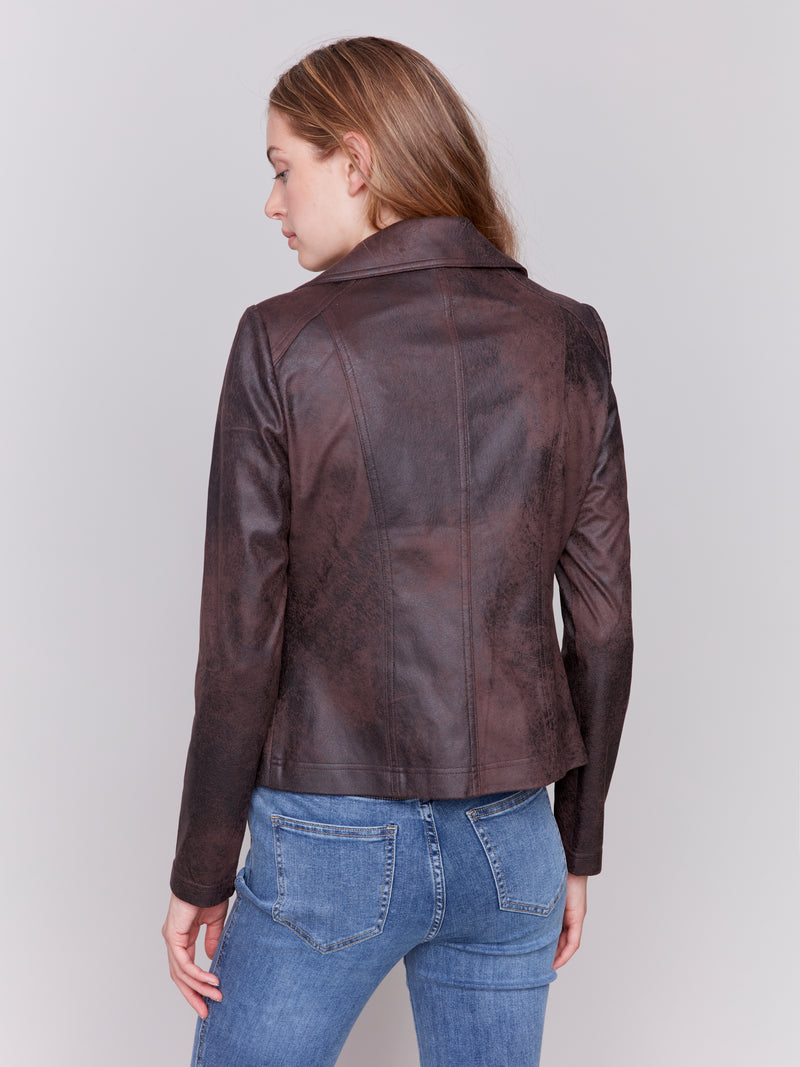 Vintage Faux Leather Perfecto Jacket Cabernet