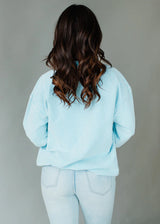 Day Drinking Oversized Ribbed Crew Neck Sweatshirt Sky Blue | Green