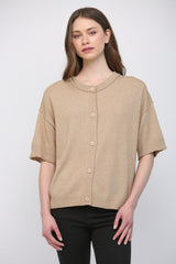 Cashmere Blend Half Sleeve Cardigan Latte