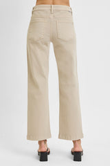Mid Rise Ankle Straight Pants Almond