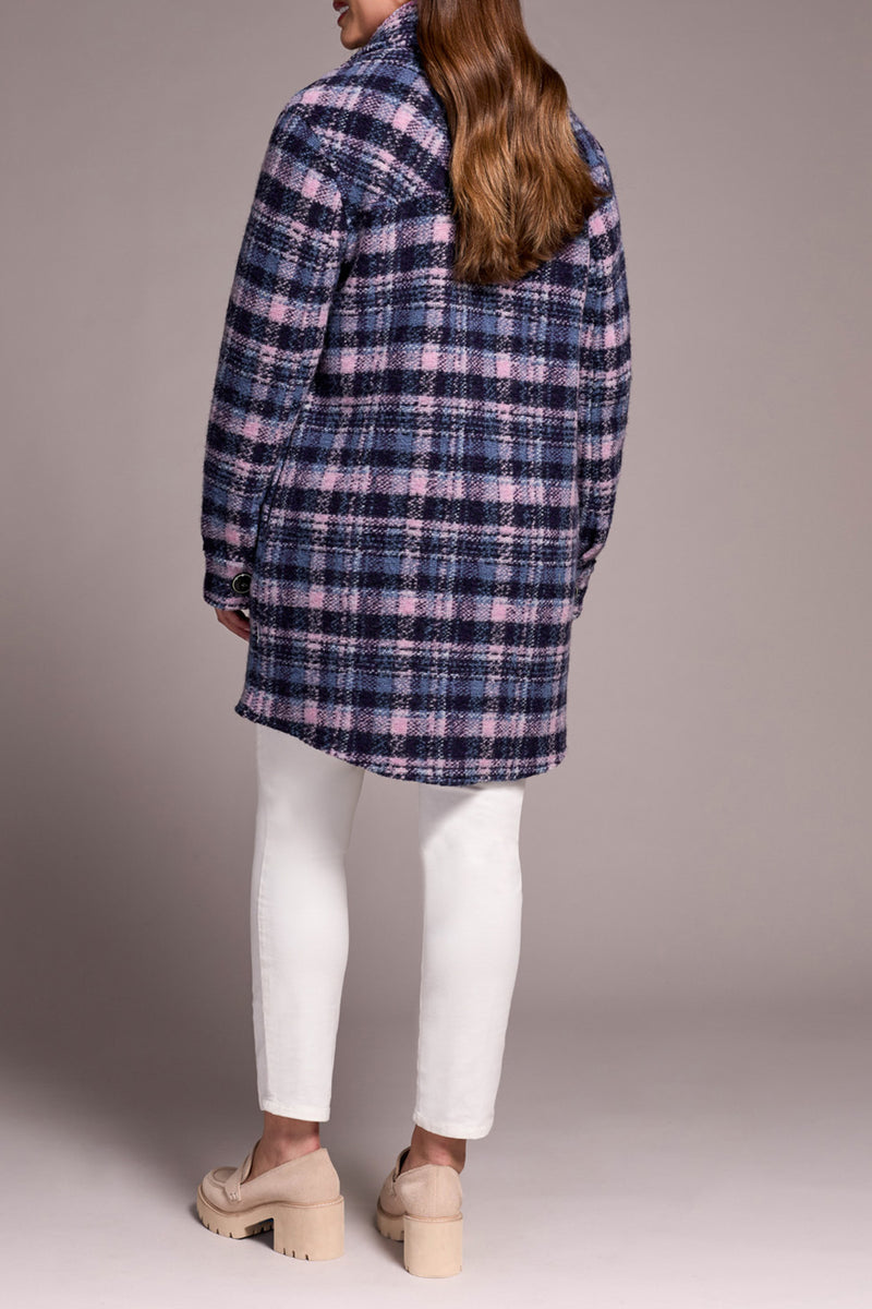 Notch Collar Plaid Jacket Vintage Lilac