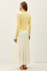 Ribbed Crew Neck Cardigan Lemonade