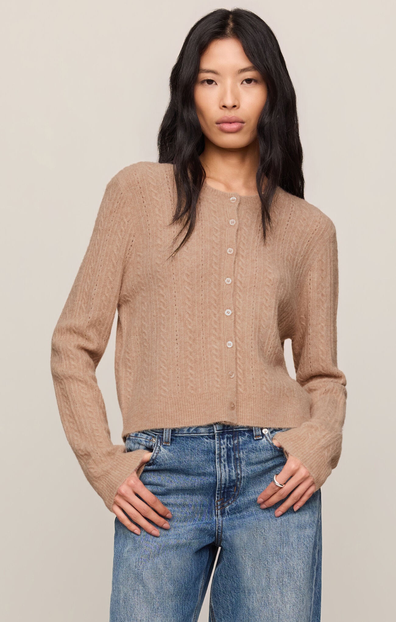 Medina Pointelle Cardigan Macaroon