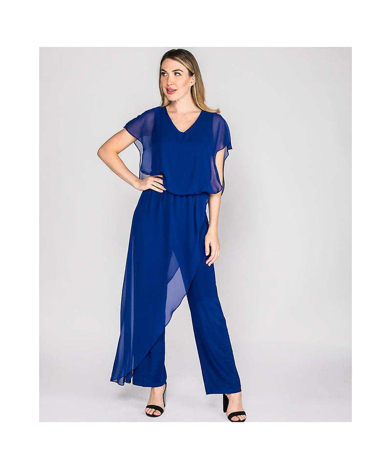 Chiffon Overlay Jumpsuit Royal