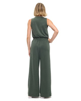 Scuba Zip Detail Drawstring Waist Jumpsuit Hunter