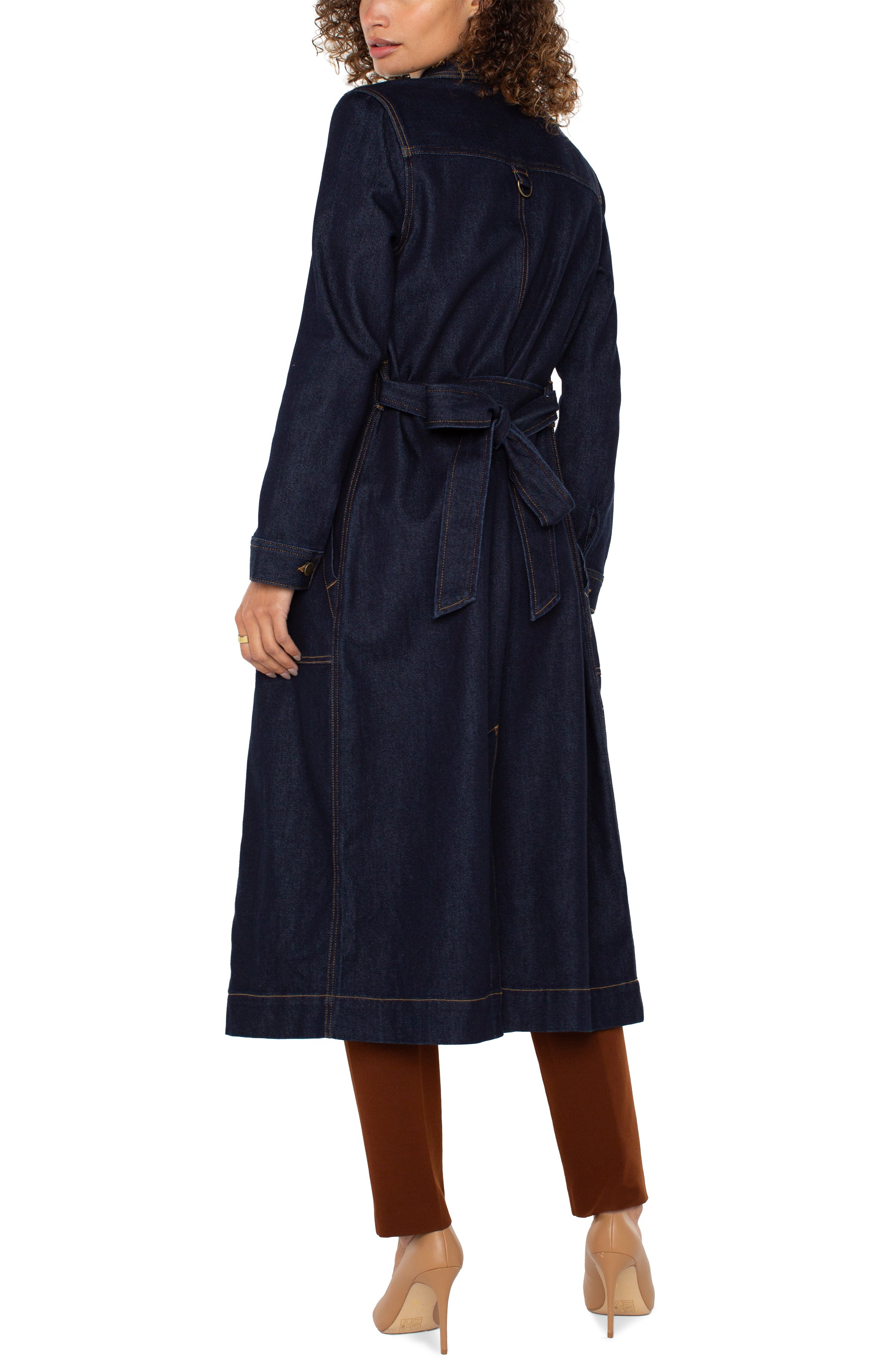 Notch Collar Denim Self Belt Duster Jacket Altadena