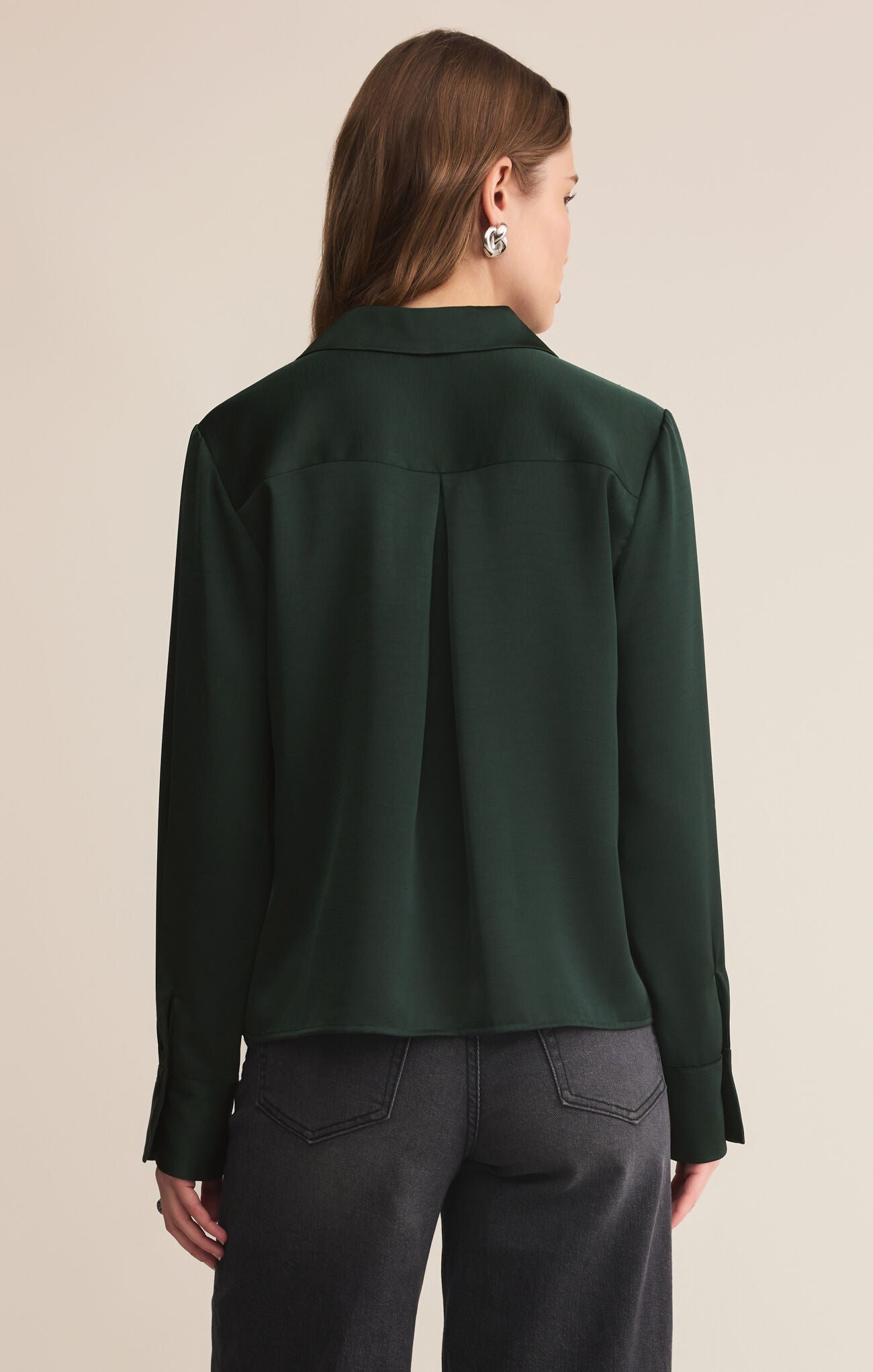 Ana Satin Top Garland Green