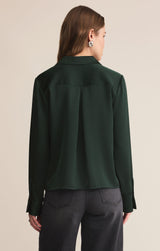 Ana Satin Top Garland Green