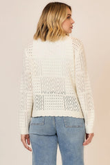 Buttoned Light Quilt Knit Cardigan Cream