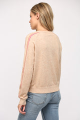 Stripe Detail Sleeve Sweater Oatmeal
