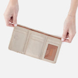 Jill Polished Leather Trifold Wallet Sand Shimmer
