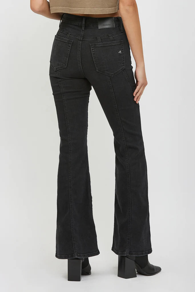 Angle Seamed Happi Flare Jeans Charcoal